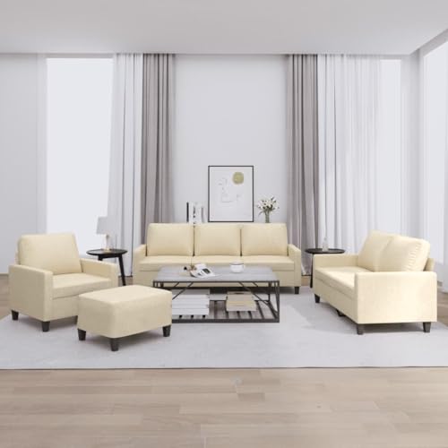 Qnhdfrt 3-Sitzer Sofagarnitur mit Sessel und Fußhocker Creme Stoff Wohnlandschaft für Wohnzimmer und Balkon Qnhdfrt 3-Sitzer Sofagarnitur mit Sessel und Fußhocker Creme Stoff Wohnlandschaft für Wohnzimmer und Balkon von Qnhdfrt