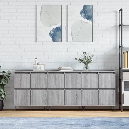 Qnhdfrt 3 Stück Sideboard Grau Sonoma Holzwerkstoff Metall Breit 180 cm Klassisches Design Wohnzimmer Küche Flur Möbel Qnhdfrt 3 Stück Sideboard Grau Sonoma Holzwerkstoff Metall Breit 180 cm Klassisches Design Wohnzimmer Küche Flur Möbel von Qnhdfrt