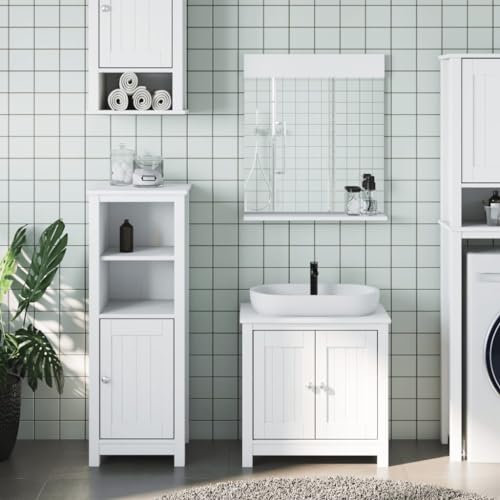 Qnhdfrt 3-TLG Badmöbel Set Berg Waschbeckenunterschrank 60x34x59 Kiefer Massivholz Weiß mit Spiegel & Standschrank Modernes Design platzsparend für kleines Badezimmer und Gäste WC Qnhdfrt 3-TLG Badmöbel Set Berg Waschbeckenunterschrank 60x34x59 Kiefer Massivholz Weiß mit Spiegel & Standschrank Modernes Design platzsparend für kleines Badezimmer und Gäste WC von Qnhdfrt