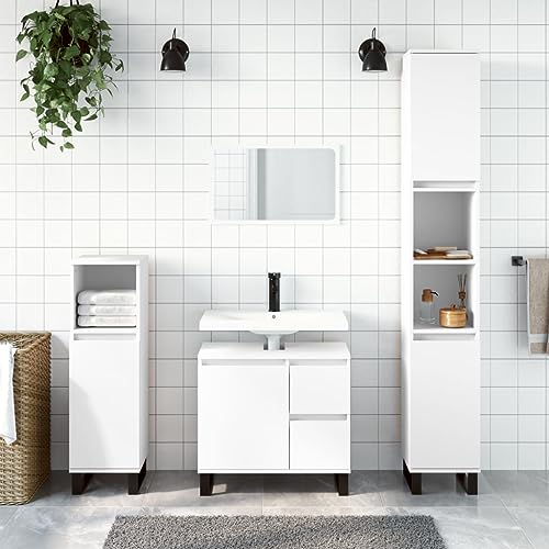 Qnhdfrt 3-TLG Badmöbel Set Weiß Holzwerkstoff Eisenbeine Badschrank Hoch 190 cm Niedrig 100 cm Waschbeckenunterschrank 65 cm Modernes platzsparendes Design für Badezimmer Gäste WC Qnhdfrt 3-TLG Badmöbel Set Weiß Holzwerkstoff Eisenbeine Badschrank Hoch 190 cm Niedrig 100 cm Waschbeckenunterschrank 65 cm Modernes platzsparendes Design für Badezimmer Gäste WC von Qnhdfrt