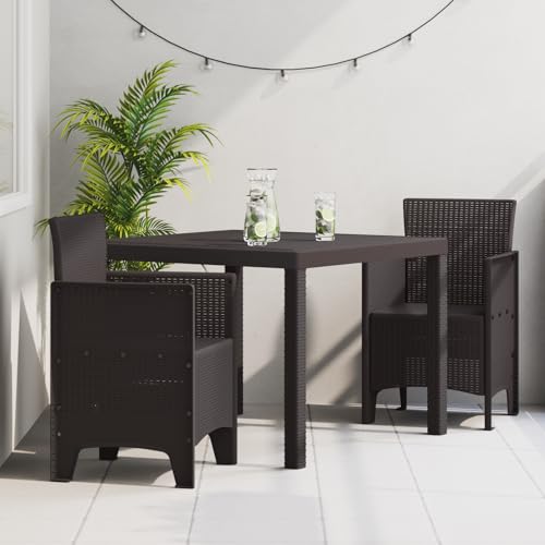 Qnhdfrt 3-TLG Garten Esstisch Set Braun Rechteckig Kunststoff mit 2 Stühlen Poly Rattan für Balkon Terrasse Outdoor Modern Robust Qnhdfrt 3-TLG Garten Esstisch Set Braun Rechteckig Kunststoff mit 2 Stühlen Poly Rattan für Balkon Terrasse Outdoor Modern Robust von Qnhdfrt