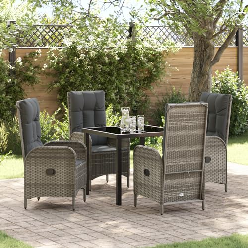 Qnhdfrt 3-TLG Outdoor Loungesessel Set Grau Poly Rattan mit Liegefunktion und verstellbaren Armlehnen für Garten Balkon Terrasse Qnhdfrt 3-TLG Outdoor Loungesessel Set Grau Poly Rattan mit Liegefunktion und verstellbaren Armlehnen für Garten Balkon Terrasse von Qnhdfrt