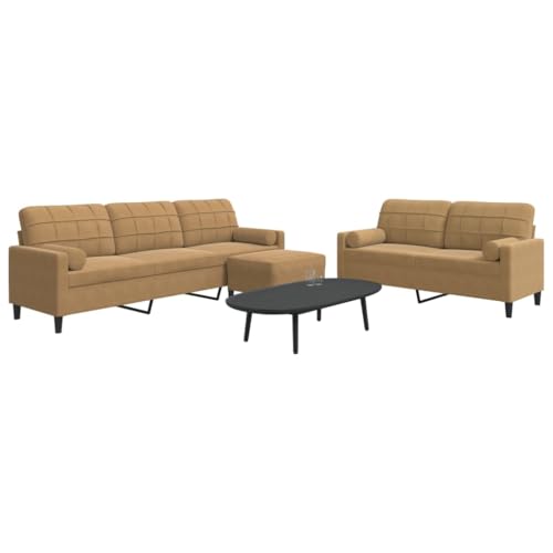 Qnhdfrt 3-TLG Sofagarnitur Braun Samt mit Fußhocker und Nackenkissen, Schlafcouch Couch Set für Wohnzimmer, Balkon oder Jugendzimmer, bequemes Samt Sofa mit Metallgestell Qnhdfrt 3-TLG Sofagarnitur Braun Samt mit Fußhocker und Nackenkissen, Schlafcouch Couch Set für Wohnzimmer, Balkon oder Jugendzimmer, bequemes Samt Sofa mit Metallgestell von Qnhdfrt