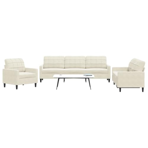 Qnhdfrt 3-TLG Sofagarnitur Creme Samt mit Kissen – Bequemes Sofa Set inklusive Sessel für Wohnzimmer Lounge mit Weichem Stoff und Robustem Gestell Qnhdfrt 3-TLG Sofagarnitur Creme Samt mit Kissen – Bequemes Sofa Set inklusive Sessel für Wohnzimmer Lounge mit Weichem Stoff und Robustem Gestell von Qnhdfrt