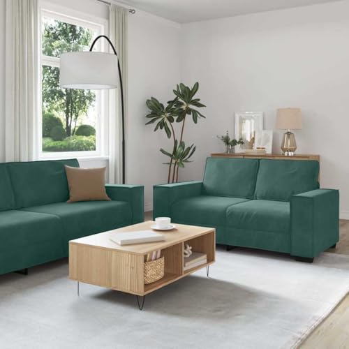 Qnhdfrt 3-TLG Sofagarnitur Dunkelgrün Samt mit Sessel, 2-Sitzer und 3-Sitzer Sofa Set für Wohnzimmer Lounge – Bequemes Design, Robuste Konstruktion, Breite Armlehnen Qnhdfrt 3-TLG Sofagarnitur Dunkelgrün Samt mit Sessel, 2-Sitzer und 3-Sitzer Sofa Set für Wohnzimmer Lounge – Bequemes Design, Robuste Konstruktion, Breite Armlehnen von Qnhdfrt