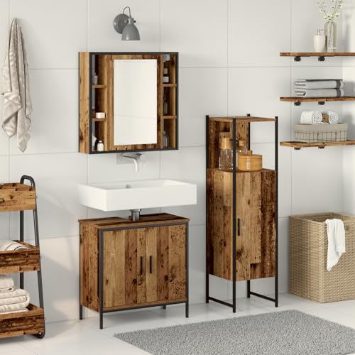 Qnhdfrt 3-TLG. Badezimmermöbelset aus Altholz Braun Rechteckig mit Fächern und Türen, viel Stauraum für Ordnung, robuste Bauweise und vielseitig für Bad, Flur oder Wohnzimmer Qnhdfrt 3-TLG. Badezimmermöbelset aus Altholz Braun Rechteckig mit Fächern und Türen, viel Stauraum für Ordnung, robuste Bauweise und vielseitig für Bad, Flur oder Wohnzimmer von Qnhdfrt