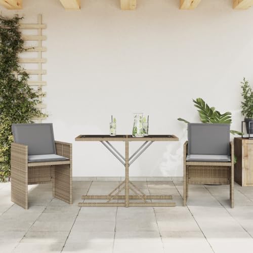 Qnhdfrt 3-TLG. Balkonmöbel Set Poly Rattan Gartentisch 105x51x72 cm mit 2 Klappstühlen und Sitzkissen Beigemischung Hellgrau für kleine Balkone Garten Terrasse Qnhdfrt 3-TLG. Balkonmöbel Set Poly Rattan Gartentisch 105x51x72 cm mit 2 Klappstühlen und Sitzkissen Beigemischung Hellgrau für kleine Balkone Garten Terrasse von Qnhdfrt