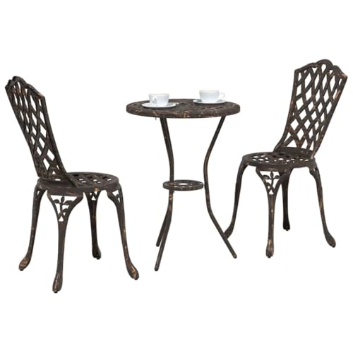 Qnhdfrt 3-TLG. Bistro Set Bronze Rundes Essensemble aus robustem Aluminiumguss mit antiker Oberfläche für Terrasse Garten und Balkon Qnhdfrt 3-TLG. Bistro Set Bronze Rundes Essensemble aus robustem Aluminiumguss mit antiker Oberfläche für Terrasse Garten und Balkon von Qnhdfrt