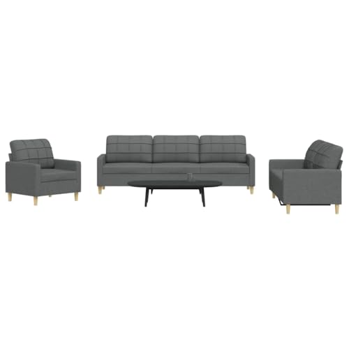 Qnhdfrt 3-TLG. Dunkelgrau Stoff Sofagarnitur Set mit Sessel, 2-Sitzer und 3-Sitzer Sofa für Wohnzimmer Qnhdfrt 3-TLG. Dunkelgrau Stoff Sofagarnitur Set mit Sessel, 2-Sitzer und 3-Sitzer Sofa für Wohnzimmer von Qnhdfrt