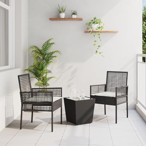 Qnhdfrt 3-TLG. Garten-Bistroset Schwarz Poly Rattan mit Kissen Quadratisch für Balkon Terrasse - Wetterfestes Outdoor Möbel Set Modernes Design Platzsparend Qnhdfrt 3-TLG. Garten-Bistroset Schwarz Poly Rattan mit Kissen Quadratisch für Balkon Terrasse - Wetterfestes Outdoor Möbel Set Modernes Design Platzsparend von Qnhdfrt