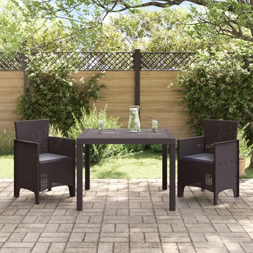 Qnhdfrt 3-TLG. Garten-ESS-Set Braun Poly Rattan mit Kissen Quadratischer Tisch und 2 Stühle Outdoor-Möbel für Balkon Garten Terrasse Modernes Design Robust und Langlebig von Qnhdfrt
