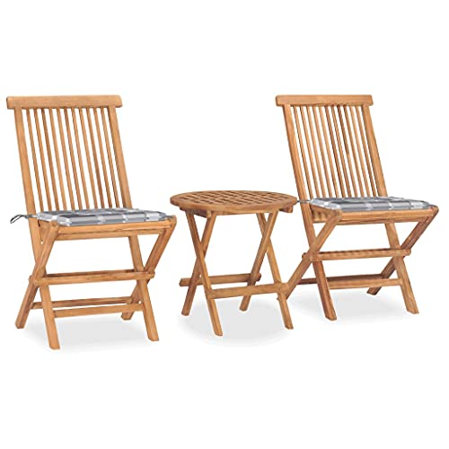 Qnhdfrt 3-TLG. Garten Essgruppe Klappbar aus Teakholz mit Kissen Bierzeltgarnitur Balkonmöbel Set für Terrasse Garten und Camping von Qnhdfrt