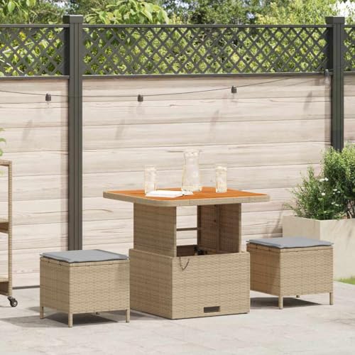 Qnhdfrt 3-TLG. Garten Essgruppe Set Rechteckiger Tisch mit Stühlen aus Robustem Rattan Modernes Design in Beige Grau für Terrasse Balkon und Garten Qnhdfrt 3-TLG. Garten Essgruppe Set Rechteckiger Tisch mit Stühlen aus Robustem Rattan Modernes Design in Beige Grau für Terrasse Balkon und Garten von Qnhdfrt