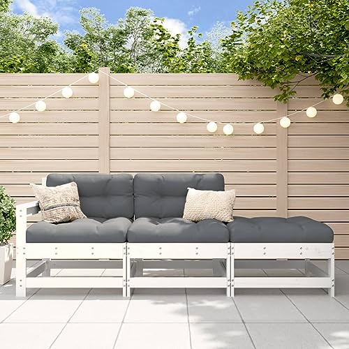 Qnhdfrt 3-TLG. Garten-Lounge-Set aus massivem Kiefernholz Weiß Modulares Design für Terrasse Balkon und Garten von Qnhdfrt