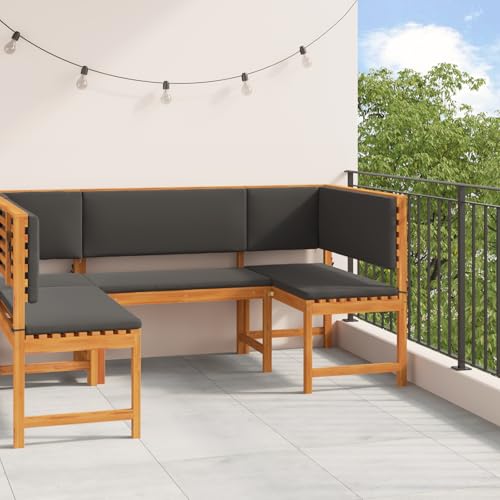 Qnhdfrt 3-TLG. Gartenbank-Set mit Kissen Massivholz Akazie Anthrazit Rechteckig für Garten Terrasse Balkon Outdoor Gartenmöbel mit wetterfester Ausstattung und Platz für 6 Personen Qnhdfrt 3-TLG. Gartenbank-Set mit Kissen Massivholz Akazie Anthrazit Rechteckig für Garten Terrasse Balkon Outdoor Gartenmöbel mit wetterfester Ausstattung und Platz für 6 Personen von Qnhdfrt
