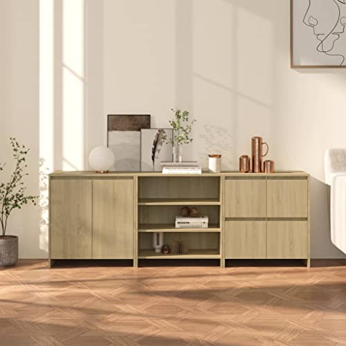 Qnhdfrt 3-TLG. Sideboard Set Sonoma-Eiche Holzwerkstoff für Wohnzimmer Küche Flur mit 2 Türen Regalen 4 Türen – Abmessungen ca. 70x40x75 cm – Praktischer Stauraum und Dekorationsfläche Qnhdfrt 3-TLG. Sideboard Set Sonoma-Eiche Holzwerkstoff für Wohnzimmer Küche Flur mit 2 Türen Regalen 4 Türen – Abmessungen ca. 70x40x75 cm – Praktischer Stauraum und Dekorationsfläche von Qnhdfrt
