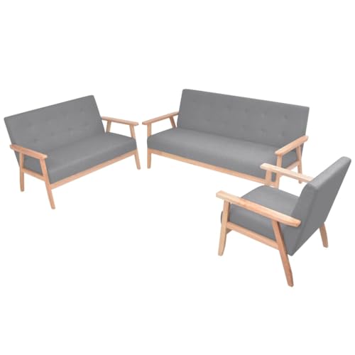 Qnhdfrt 3-TLG. Sofa Set Hellgrau Sessel 2-Sitzer 3-Sitzer mit Massivholz Stoffbezug für Wohnzimmer Balkon Kleine Sitzecke Skandinavisches Design Bequem Qnhdfrt 3-TLG. Sofa Set Hellgrau Sessel 2-Sitzer 3-Sitzer mit Massivholz Stoffbezug für Wohnzimmer Balkon Kleine Sitzecke Skandinavisches Design Bequem von Qnhdfrt