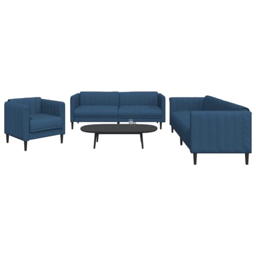 Qnhdfrt 3-TLG. Sofagarnitur Blau Stoff Sofa Couch Sessel Set für Wohnzimmer Modernes Design Bequem Robust Qnhdfrt 3-TLG. Sofagarnitur Blau Stoff Sofa Couch Sessel Set für Wohnzimmer Modernes Design Bequem Robust von Qnhdfrt