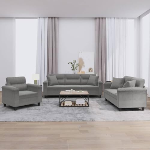 Qnhdfrt 3-TLG. Sofagarnitur Dunkelgrau Mikrofaser Set inklusive Sessel, 2-Sitzer & 3-Sitzer Sofa mit Kissen für Wohnzimmer und Wohnlandschaft Qnhdfrt 3-TLG. Sofagarnitur Dunkelgrau Mikrofaser Set inklusive Sessel, 2-Sitzer & 3-Sitzer Sofa mit Kissen für Wohnzimmer und Wohnlandschaft von Qnhdfrt