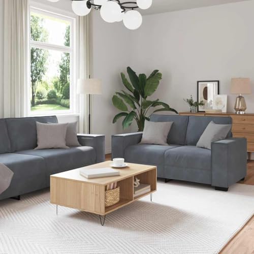 Qnhdfrt 3-TLG. Sofagarnitur Dunkelgrau Samt Set mit Sessel, 2-Sitzer und 3-Sitzer Sofa für Wohnzimmer, gemütliches Lounge Sofa mit bequemen Kissen Qnhdfrt 3-TLG. Sofagarnitur Dunkelgrau Samt Set mit Sessel, 2-Sitzer und 3-Sitzer Sofa für Wohnzimmer, gemütliches Lounge Sofa mit bequemen Kissen von Qnhdfrt