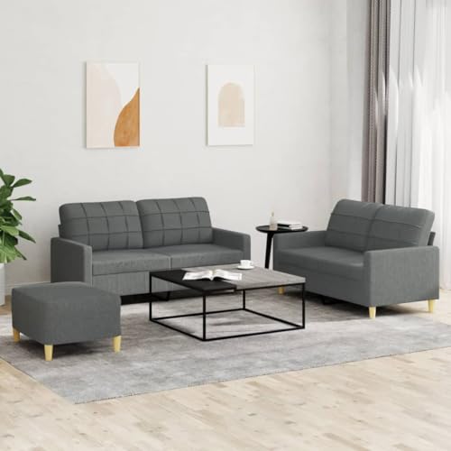 Qnhdfrt 3-TLG. Sofagarnitur Dunkelgrau Stoff mit Kissen, 2-Sitzer Sofa Couch und Fußhocker Sessel, Kompakte Lounge Garnitur Bequem Robust für Wohnzimmer Esszimmer Jugendzimmer Qnhdfrt 3-TLG. Sofagarnitur Dunkelgrau Stoff mit Kissen, 2-Sitzer Sofa Couch und Fußhocker Sessel, Kompakte Lounge Garnitur Bequem Robust für Wohnzimmer Esszimmer Jugendzimmer von Qnhdfrt