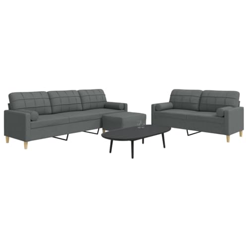 Qnhdfrt 3-TLG. Sofagarnitur Dunkelgrau mit Fußhocker und Dekokissen aus strapazierfähigem Polyester - Bequemes Couch Set für Wohnzimmer Lounge oder Esszimmer mit robustem Metallrahmen Qnhdfrt 3-TLG. Sofagarnitur Dunkelgrau mit Fußhocker und Dekokissen aus strapazierfähigem Polyester - Bequemes Couch Set für Wohnzimmer Lounge oder Esszimmer mit robustem Metallrahmen von Qnhdfrt