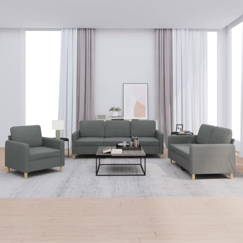 Qnhdfrt 3-TLG. Sofagarnitur Dunkelgrau mit Kissen Sessel 2-Sitzer und 3-Sitzer Sofa Couch Set für Wohnzimmer Lounge Bequem Robust Qnhdfrt 3-TLG. Sofagarnitur Dunkelgrau mit Kissen Sessel 2-Sitzer und 3-Sitzer Sofa Couch Set für Wohnzimmer Lounge Bequem Robust von Qnhdfrt