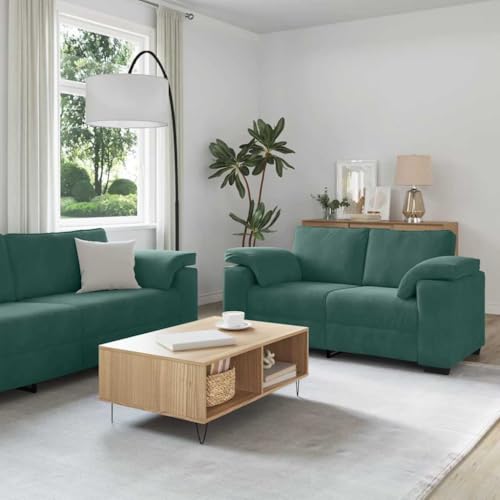 Qnhdfrt 3-TLG. Sofagarnitur Dunkelgrün Samt mit Kissen – Lounge Couch Set für Wohnzimmer, Büro und Gästezimmer, Robustes Holz-Metall Gestell, Bequeme Sitzfläche und Breite Armlehnen Qnhdfrt 3-TLG. Sofagarnitur Dunkelgrün Samt mit Kissen – Lounge Couch Set für Wohnzimmer, Büro und Gästezimmer, Robustes Holz-Metall Gestell, Bequeme Sitzfläche und Breite Armlehnen von Qnhdfrt