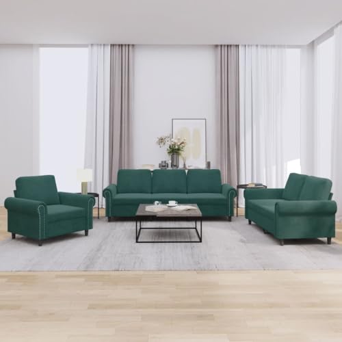 Qnhdfrt 3-TLG. Sofagarnitur Dunkelgrün Samt mit Kissen Sessel Zweisitzer und Dreisitzer für Wohnzimmer Lounge Bequemes Design Robust Qnhdfrt 3-TLG. Sofagarnitur Dunkelgrün Samt mit Kissen Sessel Zweisitzer und Dreisitzer für Wohnzimmer Lounge Bequemes Design Robust von Qnhdfrt