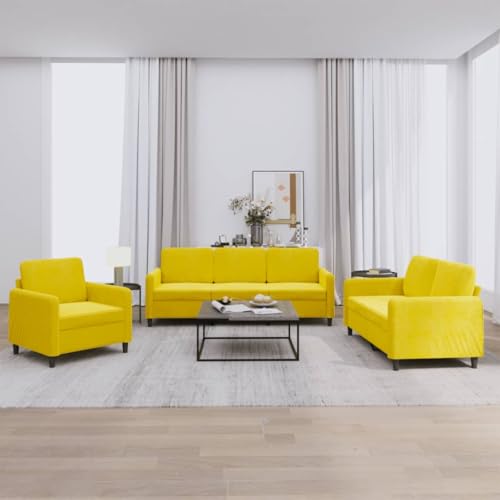 Qnhdfrt 3-TLG. Sofagarnitur Gelb Samt mit Sessel und Sofas für Wohnzimmer Modernes Design Weicher Stoff Robustes Gestell Qnhdfrt 3-TLG. Sofagarnitur Gelb Samt mit Sessel und Sofas für Wohnzimmer Modernes Design Weicher Stoff Robustes Gestell von Qnhdfrt