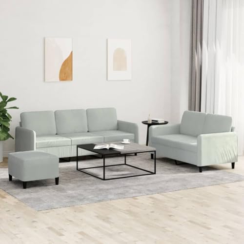 Qnhdfrt 3-TLG. Sofagarnitur Hellgrau Samt mit Hocker, Kompaktes Sofa Set Schlafsofa Klein für Wohnzimmer und Balkon Qnhdfrt 3-TLG. Sofagarnitur Hellgrau Samt mit Hocker, Kompaktes Sofa Set Schlafsofa Klein für Wohnzimmer und Balkon von Qnhdfrt