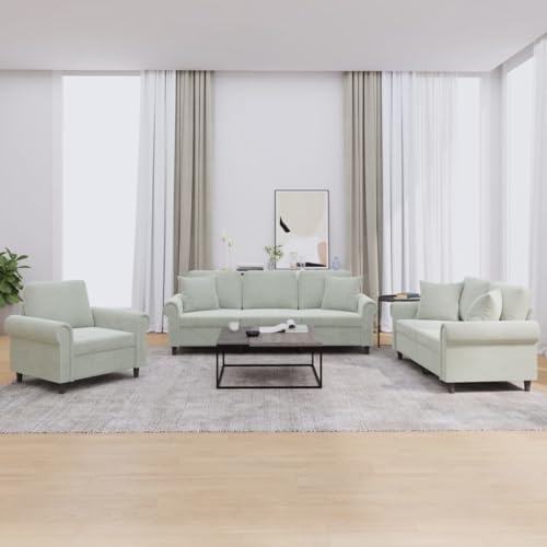 Qnhdfrt 3-TLG. Sofagarnitur Hellgrau Samt mit Kissen, Bequemes Sofa Set für Wohnzimmer Lounge und Leseecke, Inklusive Sessel 2-Sitzer und 3-Sitzer, Robuste Konstruktion Qnhdfrt 3-TLG. Sofagarnitur Hellgrau Samt mit Kissen, Bequemes Sofa Set für Wohnzimmer Lounge und Leseecke, Inklusive Sessel 2-Sitzer und 3-Sitzer, Robuste Konstruktion von Qnhdfrt