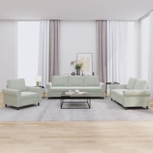 Qnhdfrt 3-TLG. Sofagarnitur Hellgrau Samt mit Kissen inklusive Sessel 2-Sitzer und 3-Sitzer Sofa Couch Set für Wohnzimmer Bequem Robust Entspannen Lesen Fernsehen Qnhdfrt 3-TLG. Sofagarnitur Hellgrau Samt mit Kissen inklusive Sessel 2-Sitzer und 3-Sitzer Sofa Couch Set für Wohnzimmer Bequem Robust Entspannen Lesen Fernsehen von Qnhdfrt