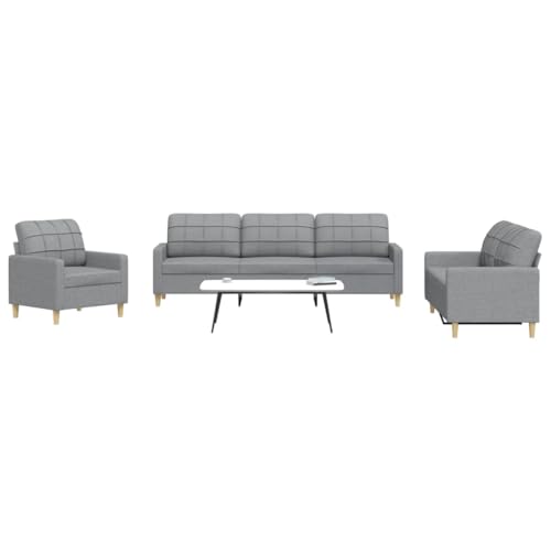 Qnhdfrt 3-TLG. Sofagarnitur Hellgrau Stoff Sessel 2-Sitzer 3-Sitzer Sofa Couch Set für Wohnzimmer Lounge mit Weichem Polyester und Robustem Metallrahmen Qnhdfrt 3-TLG. Sofagarnitur Hellgrau Stoff Sessel 2-Sitzer 3-Sitzer Sofa Couch Set für Wohnzimmer Lounge mit Weichem Polyester und Robustem Metallrahmen von Qnhdfrt