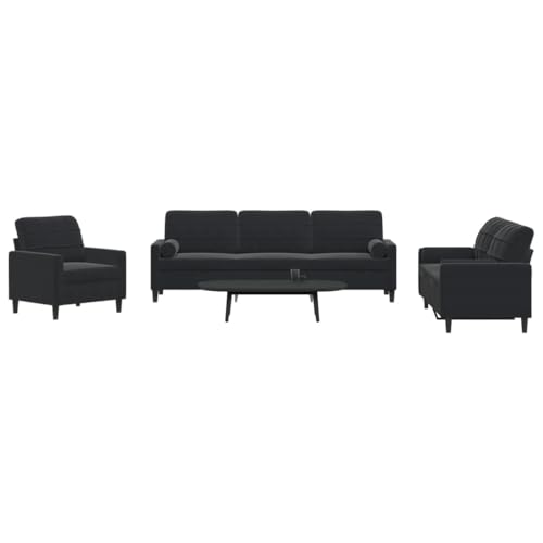 Qnhdfrt 3-TLG. Sofagarnitur Schwarz Samt mit Sessel und Nackenrollen – Bequeme Couch Set für Wohnzimmer Lounge, Modernes Design mit Robuster Metallkonstruktion und Dicker Polsterung Qnhdfrt 3-TLG. Sofagarnitur Schwarz Samt mit Sessel und Nackenrollen – Bequeme Couch Set für Wohnzimmer Lounge, Modernes Design mit Robuster Metallkonstruktion und Dicker Polsterung von Qnhdfrt