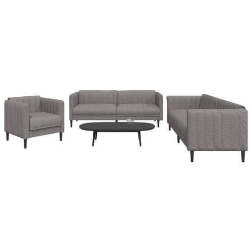 Qnhdfrt 3-TLG. Sofagarnitur Taupe Stoff Set mit Sessel, 2-Sitzer und 3-Sitzer Sofa Bequeme Couch für Wohnzimmer Modernes Design von Qnhdfrt