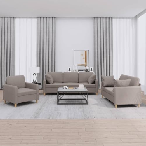 Qnhdfrt 3-TLG. Sofagarnitur Taupe Stoff mit Kissen: Bequemes Sofa Set für Wohnzimmer inkl. Sessel, 2-Sitzer und 3-Sitzer Couch mit robustem Metall-Sperrholz Gestell und weicher Polsterung Qnhdfrt 3-TLG. Sofagarnitur Taupe Stoff mit Kissen: Bequemes Sofa Set für Wohnzimmer inkl. Sessel, 2-Sitzer und 3-Sitzer Couch mit robustem Metall-Sperrholz Gestell und weicher Polsterung von Qnhdfrt