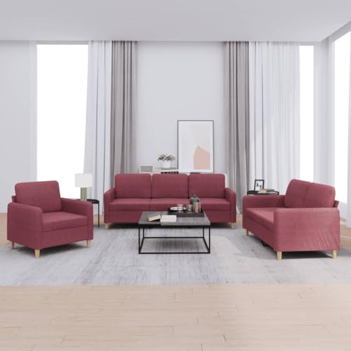 Qnhdfrt 3-TLG. Sofagarnitur Weinrot mit Kissen Sofa Couch Sessel Set für Wohnzimmer Balkon Bequeme Sitzgruppe Robust Atmungsaktiver Stoff Qnhdfrt 3-TLG. Sofagarnitur Weinrot mit Kissen Sofa Couch Sessel Set für Wohnzimmer Balkon Bequeme Sitzgruppe Robust Atmungsaktiver Stoff von Qnhdfrt