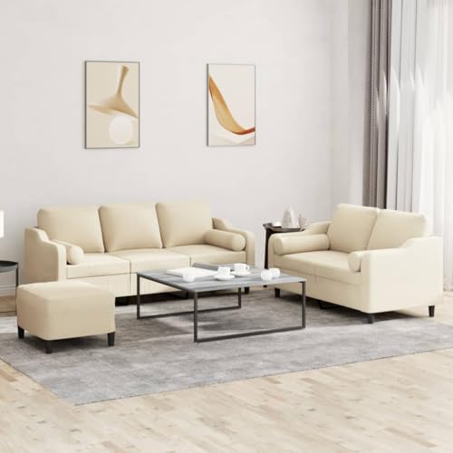 Qnhdfrt 3-TLG. Sofagarnitur mit Kissen Creme Stoff, Kompakte Sitzecke für Wohnzimmer, 2-Sitzer und 3-Sitzer Sofa mit Fußhocker, Bequemes Design und Robust Qnhdfrt 3-TLG. Sofagarnitur mit Kissen Creme Stoff, Kompakte Sitzecke für Wohnzimmer, 2-Sitzer und 3-Sitzer Sofa mit Fußhocker, Bequemes Design und Robust von Qnhdfrt