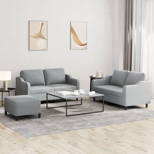 Qnhdfrt 3-TLG. Sofagarnitur mit Kissen Hellgrau Stoff 2-Sitzer Sofa und Hocker Set Bequem Robust für Wohnzimmer Balkon Qnhdfrt 3-TLG. Sofagarnitur mit Kissen Hellgrau Stoff 2-Sitzer Sofa und Hocker Set Bequem Robust für Wohnzimmer Balkon von Qnhdfrt