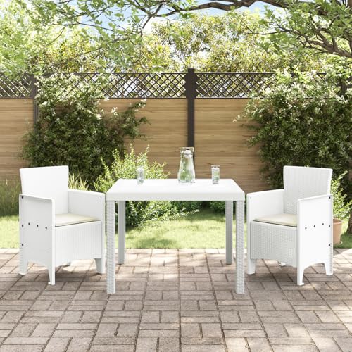 Qnhdfrt 3-TLG. Weiße Garten-Essgruppe aus Poly Rattan Rechteckiger Tisch mit 2 Stühlen für Balkon Terrasse UV-Beständig Wasserdicht Modernes Design Qnhdfrt 3-TLG. Weiße Garten-Essgruppe aus Poly Rattan Rechteckiger Tisch mit 2 Stühlen für Balkon Terrasse UV-Beständig Wasserdicht Modernes Design von Qnhdfrt