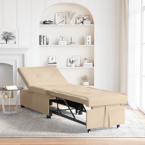Qnhdfrt 3-in-1 Schlafsofa cremefarben Mikrofaser Kompakt Sofa Bett Ausziehbar mit Verstellbarer Rückenlehne für kleine Räume Wohnzimmer Gästebett Qnhdfrt 3-in-1 Schlafsofa cremefarben Mikrofaser Kompakt Sofa Bett Ausziehbar mit Verstellbarer Rückenlehne für kleine Räume Wohnzimmer Gästebett von Qnhdfrt