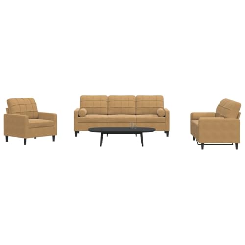 Qnhdfrt 3-teilige Sofagarnitur Braun Samt mit Kissen und Nackenrollen – Inklusive Sessel, 2-Sitzer und 3-Sitzer Sofa – Modernes Lounge Design für Wohnzimmer, Bequem und Stabil Qnhdfrt 3-teilige Sofagarnitur Braun Samt mit Kissen und Nackenrollen – Inklusive Sessel, 2-Sitzer und 3-Sitzer Sofa – Modernes Lounge Design für Wohnzimmer, Bequem und Stabil von Qnhdfrt