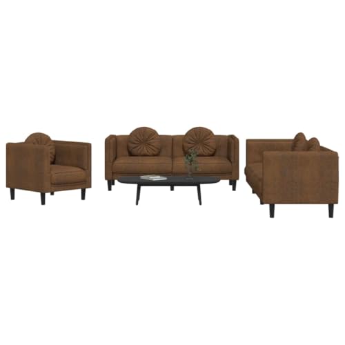 Qnhdfrt 3-teilige Sofagarnitur Braun Samt mit Rundkissen Bequemes Sofa Set inklusive Sessel für Wohnzimmer Modernes Design Qnhdfrt 3-teilige Sofagarnitur Braun Samt mit Rundkissen Bequemes Sofa Set inklusive Sessel für Wohnzimmer Modernes Design von Qnhdfrt
