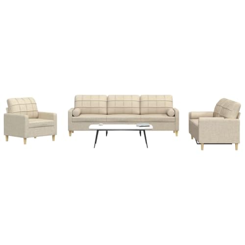 Qnhdfrt 3-teilige Sofagarnitur Creme Stoff mit Metallrahmen und Dekokissen Sessel 2-Sitzer 3-Sitzer für Wohnzimmer Balkon Küche Bequemes Design Qnhdfrt 3-teilige Sofagarnitur Creme Stoff mit Metallrahmen und Dekokissen Sessel 2-Sitzer 3-Sitzer für Wohnzimmer Balkon Küche Bequemes Design von Qnhdfrt
