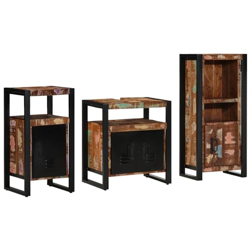 Qnhdfrt 3-teiliges Badezimmermöbel Set Industrielles Design Schmal Klein Wandmontiert aus Massivem Recyceltem Holz Mehrfarbig 55x35x60 cm für Badezimmer WC Hausapotheke Qnhdfrt 3-teiliges Badezimmermöbel Set Industrielles Design Schmal Klein Wandmontiert aus Massivem Recyceltem Holz Mehrfarbig 55x35x60 cm für Badezimmer WC Hausapotheke von Qnhdfrt