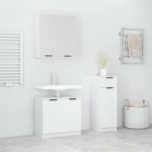 Qnhdfrt 3-teiliges Badmöbel Set Weiß Hochglanz Badschrank mit Spiegelschrank und Unterschrank 90 cm hoch Holzwerkstoff Modernes Design viel Stauraum für kleine Badezimmer Flur und Gäste WC Qnhdfrt 3-teiliges Badmöbel Set Weiß Hochglanz Badschrank mit Spiegelschrank und Unterschrank 90 cm hoch Holzwerkstoff Modernes Design viel Stauraum für kleine Badezimmer Flur und Gäste WC von Qnhdfrt