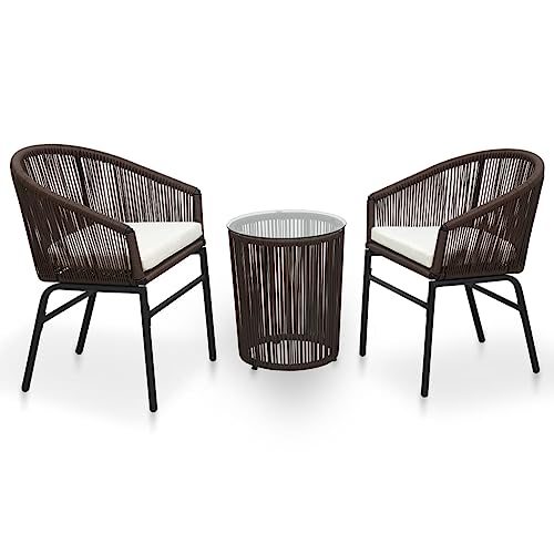 Qnhdfrt 3-teiliges Bistro-Set PE-Rattan Braun mit Kissen und Glasplatte Wetterfeste Outdoor Möbel für Balkon Garten Terrasse Qnhdfrt 3-teiliges Bistro-Set PE-Rattan Braun mit Kissen und Glasplatte Wetterfeste Outdoor Möbel für Balkon Garten Terrasse von Qnhdfrt
