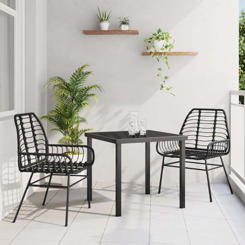 Qnhdfrt 3-teiliges Gartenmöbel Set Schwarz Poly-Rattan: 2 Gartenstühle + 1 Tisch für Balkon Terrasse Garten - Modernes Design Robust Leicht und Pflegeleicht Qnhdfrt 3-teiliges Gartenmöbel Set Schwarz Poly-Rattan: 2 Gartenstühle + 1 Tisch für Balkon Terrasse Garten - Modernes Design Robust Leicht und Pflegeleicht von Qnhdfrt