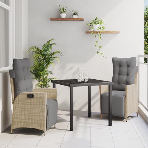 Qnhdfrt 3-teiliges Gartenstühle Set Beige Poly-Rattan Verstellbare Outdoor Möbel mit Kissen für Terrasse Balkon Garten Modernes Design Robust und Langlebig Qnhdfrt 3-teiliges Gartenstühle Set Beige Poly-Rattan Verstellbare Outdoor Möbel mit Kissen für Terrasse Balkon Garten Modernes Design Robust und Langlebig von Qnhdfrt